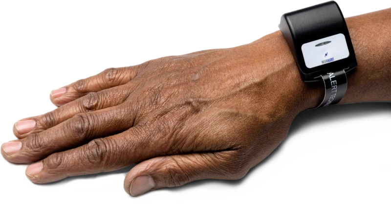 Hand with Neuralert Device on wrist