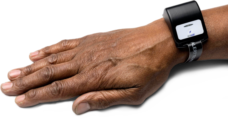 Hand with Neuralert Device on wrist